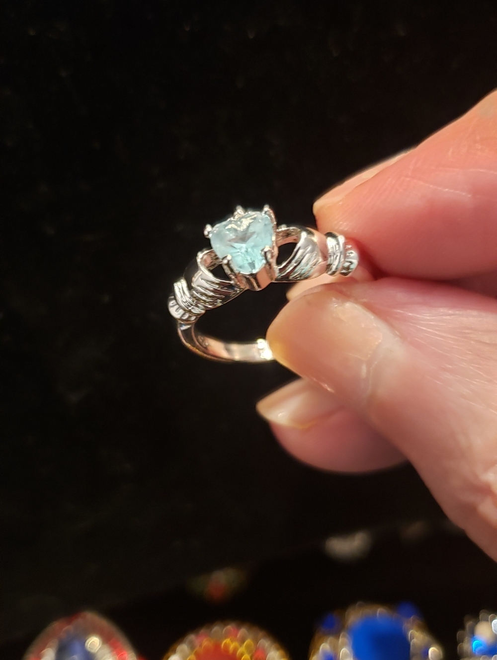 NEW Aquamarine Ring, Stamped Sterling, Size 8.5, Loving Gift - Picture 4 of 6